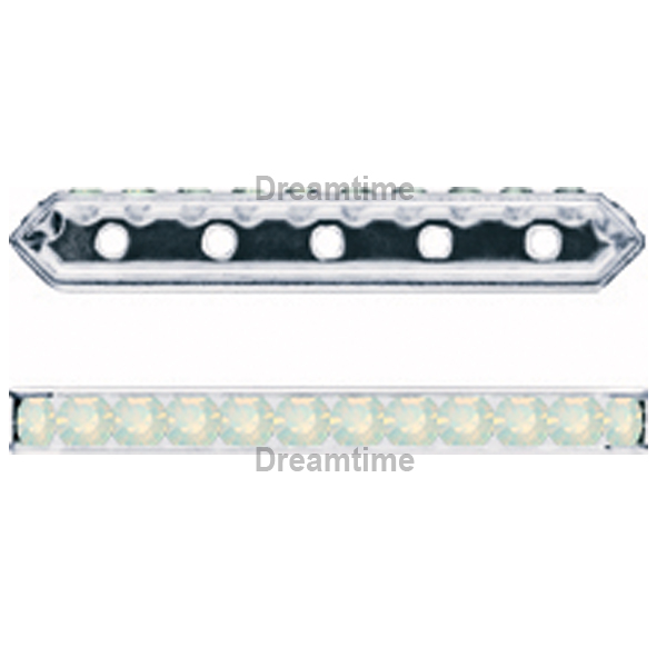 Dreamtime Crystal DC 77730 Rondelle Spacer Bars 5 Hole White Opal/Silver